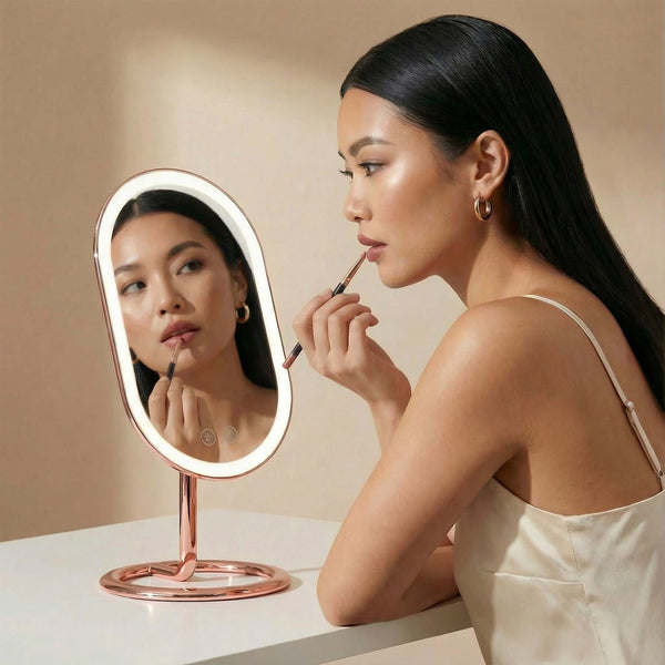 Fancii Vera lighted led vanity makeup mirror with stand Rose Gold Classic