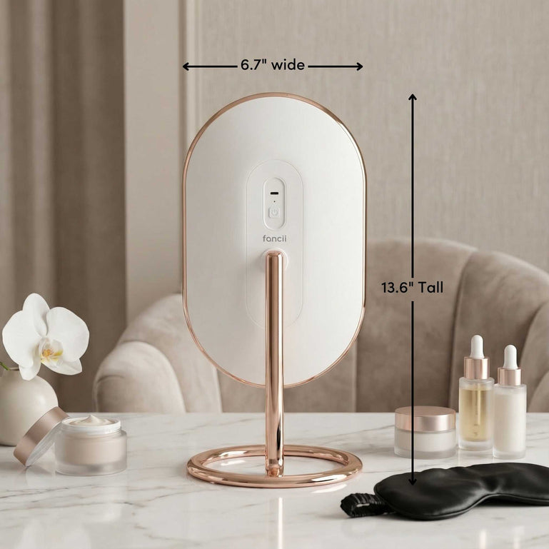 Fancii Vera lighted led vanity makeup mirror with stand Rose Gold