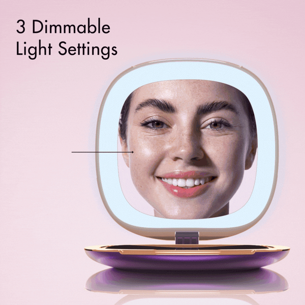 Fancii Mila compact mirror with 3 dimmable led lights Berry Crush