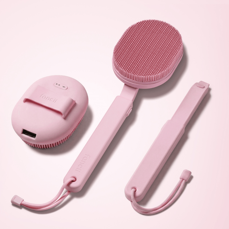 Fancii Nyla sonic brush body scrubber with extended handle for cleansing and scrubbing
