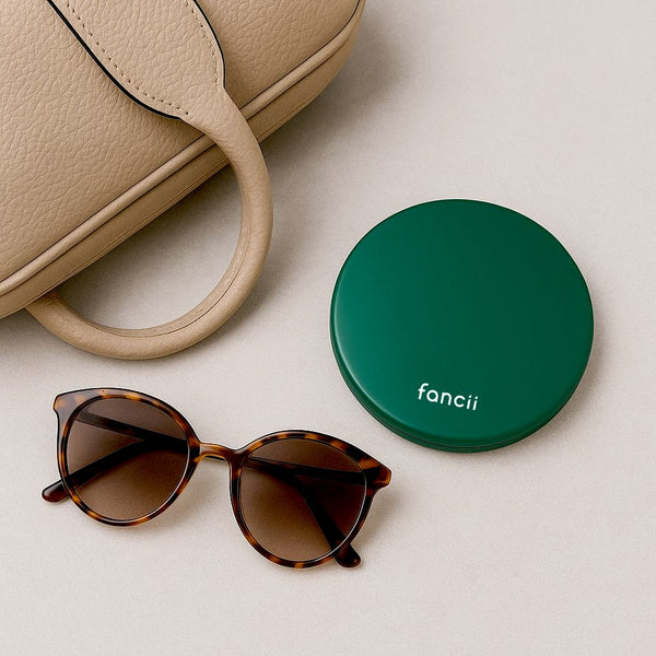 Taylor Compact Mirror by Fancii and Co with 10x magnifying mirror EMERALD ENVY