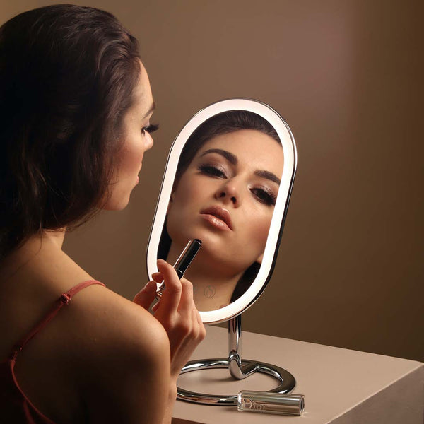 Fancii Vera lighted led vanity makeup mirror with stand Chrome