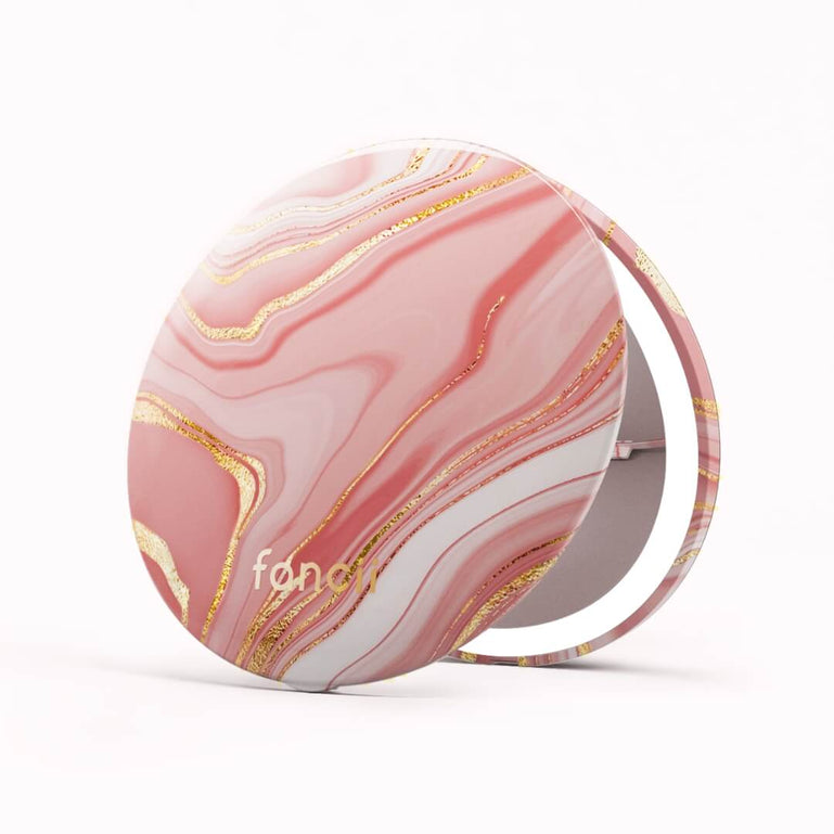 Fancii mini Taylor Marble Rosé compact mirror with lights