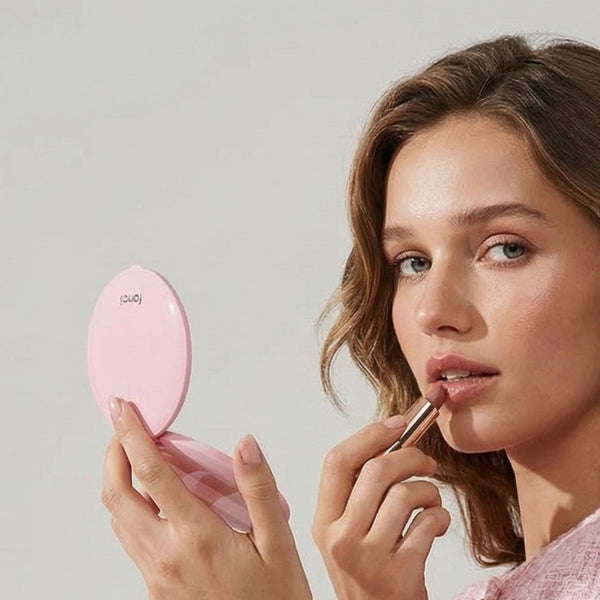 Fancii Mini Taylor Led Lighted Compact Mirror 10x Magnification Petal Pink