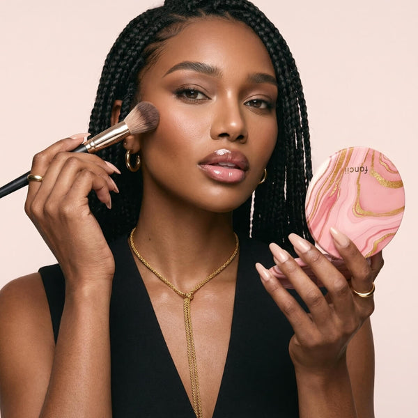 Fancii mini Taylor Marble Rosé compact mirror with lights