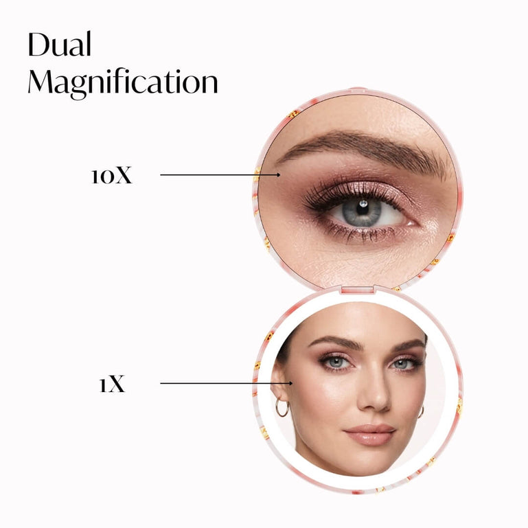 Fancii mini Taylor Marble Rosé compact mirror with lights