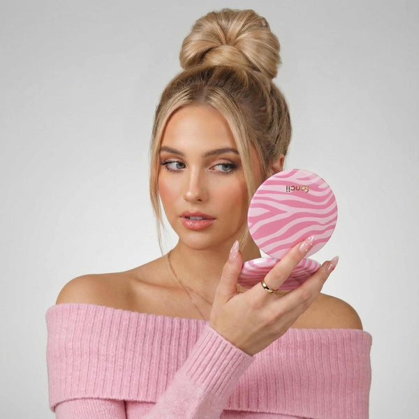 Mini Taylor LED Compact Mirror | Blush Zebra