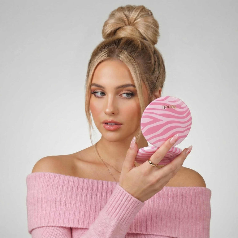 Mini Taylor LED Compact Mirror | Blush Zebra