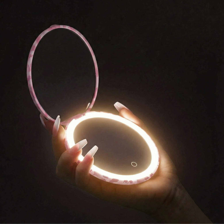 Mini Taylor LED Compact Mirror | Blush Zebra