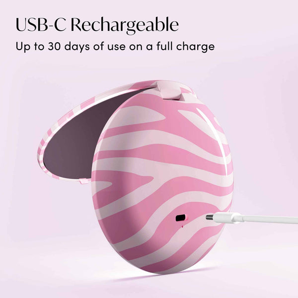 Mini Taylor LED Compact Mirror | Blush Zebra
