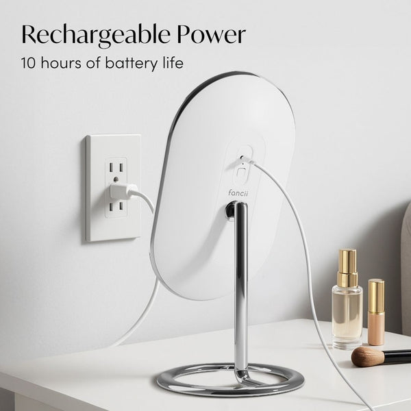 Fancii Vera lighted led vanity makeup mirror with stand Rose Gold White Chrome Pink