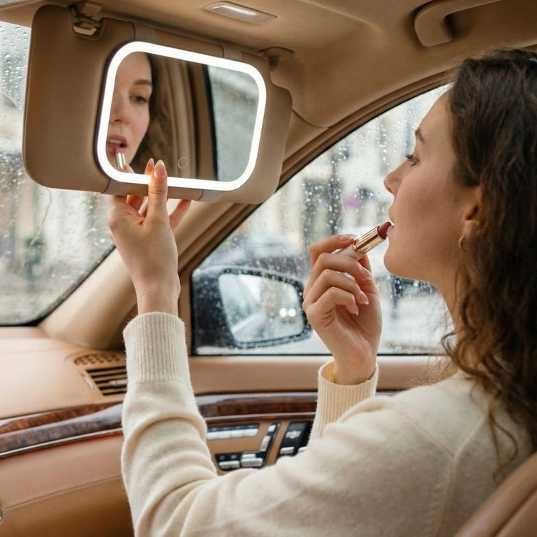 Fancii Juni 2 Led Lighted Car Visor Mirror for travel White