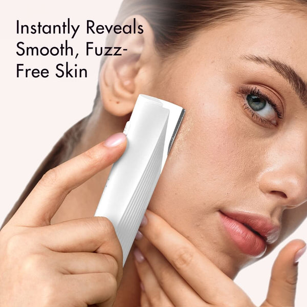 Leah Lighted Dermaplaner Facial Hair Removal + Exfoliating Tool from Fancii & Co. Instantly Reveals Smooth, Fuzz-Free Skin in White 