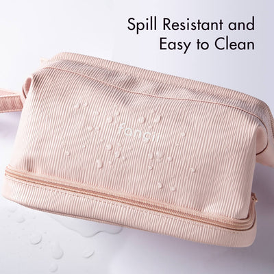 Macy 2-in-1 Makeup Bag by Fancii & Co. in Pink - Spill Resistant and Easy to Clean