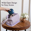Macy 2-in-1 Makeup Bag by Fancii & Co. in Purple- Wide Open Design for Easy Access