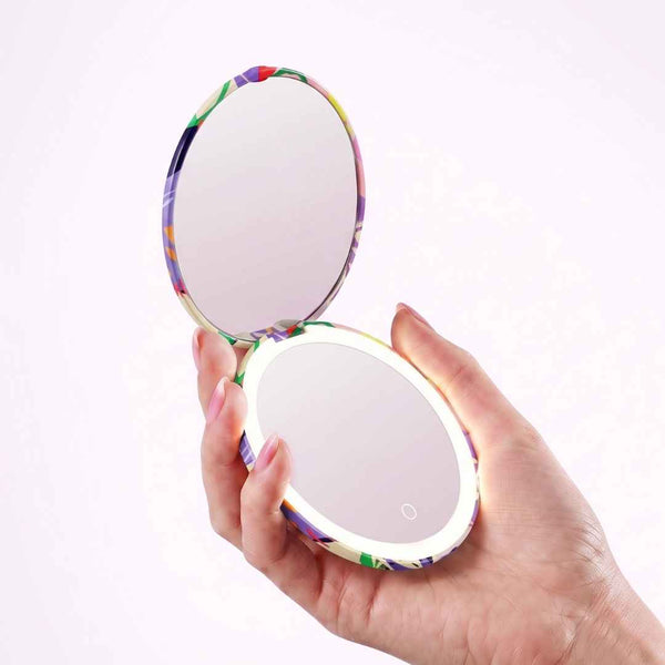 Mini Taylor Lighted Compact Mirror By Fancii & Co. in Brandi Raines Bloom Open and Lit Up