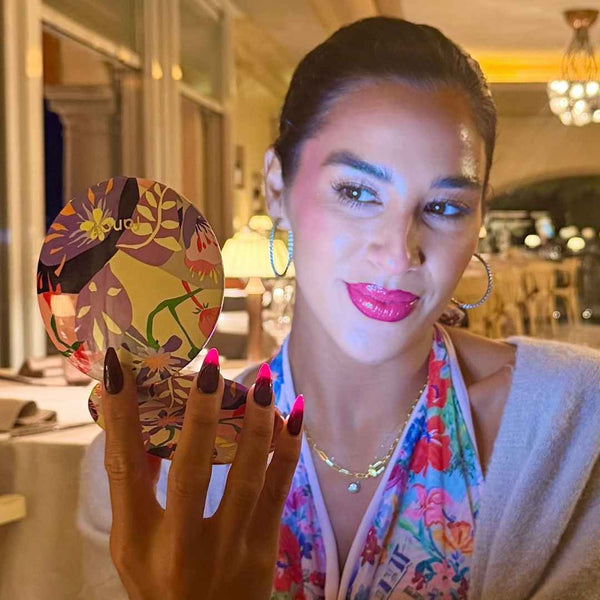 Mini Taylor Lighted Compact Mirror By Fancii in Brandi Raines Bloom UGC lifestyle image with Brandi Raines