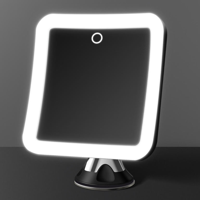 Mira 2 LED Magnifying Mirror by Fancii and Co with lights on in Black 