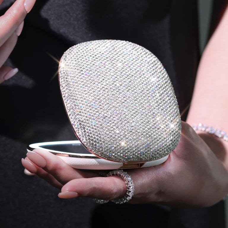 Fancii Mila 2 Luxe lighted compact mirror with diamond cut crystals, 10x