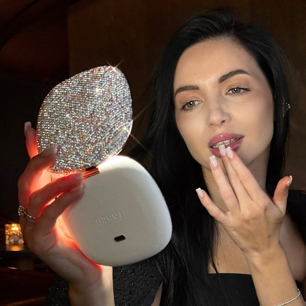 Fancii Mila 2 Luxe led compact mirror with diamond cut crystals, 10x
