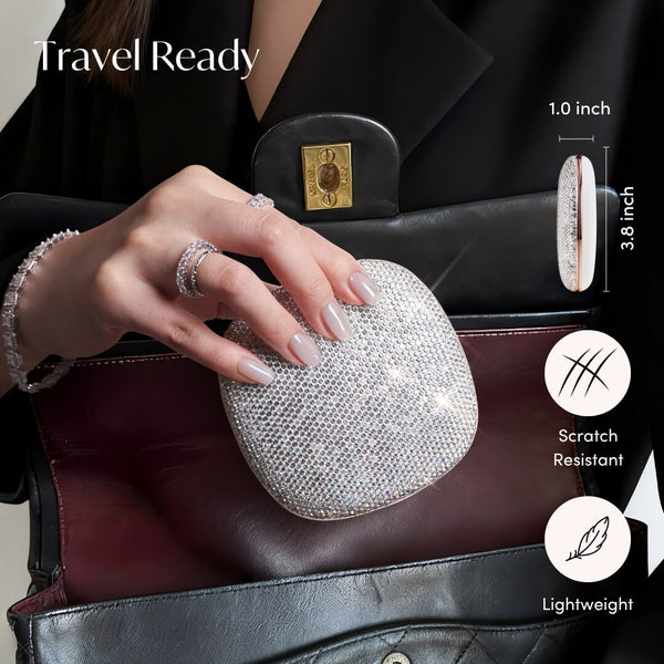 Fancii Mila 2 Luxe lighted compact mirror with diamond cut crystals, for travel