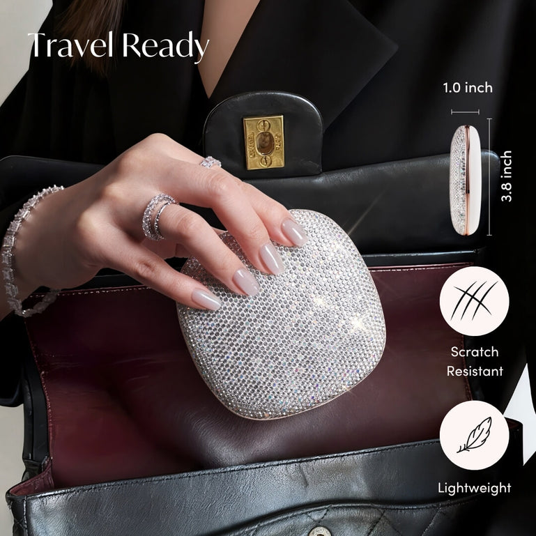Fancii Mila 2 Luxe lighted compact mirror with diamond cut crystals, for travel