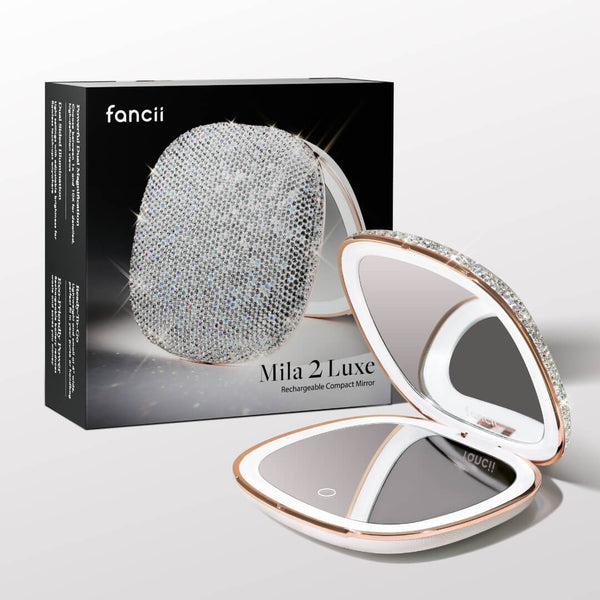 Mila 2 Luxe LED Lighted Compact Mirror with Crystals, 1x/10x | Fancii ...