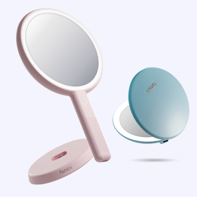 Cami mirror hand held and Taylor compact mirror by Fancii and Co_  Soft Sky Strawberry Cream