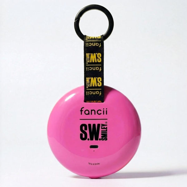 S.W.Smiley X Fancii & Co.  Lighted Charm Mirror with 1x and 10x magnification bag clip in Pink 