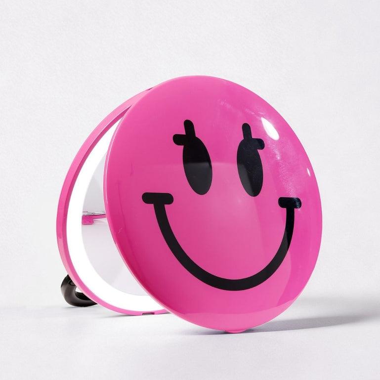 S.W.Smiley X Fancii & Co.  Lighted Charm Mirror with 1x and 10x magnification bag clip in Pink 