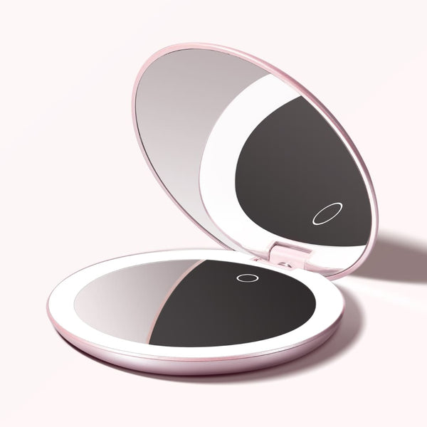 ROSE GOLD SUGAR PLUM Taylor compact mirror with lights