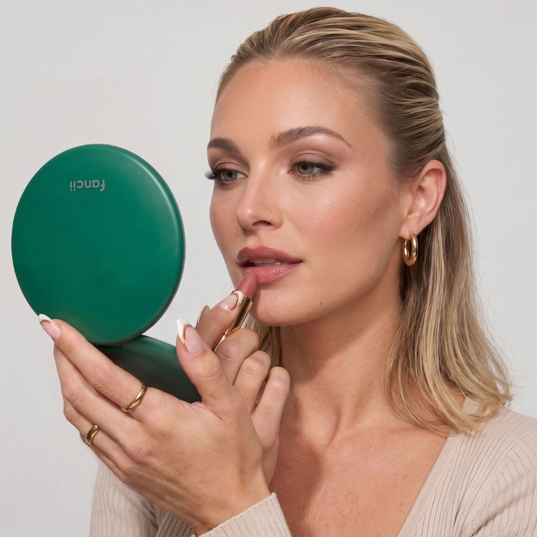 Fancii Taylor Travel Makeup Mirror with lights and 10x magnifying mirror EMERALD ENVY