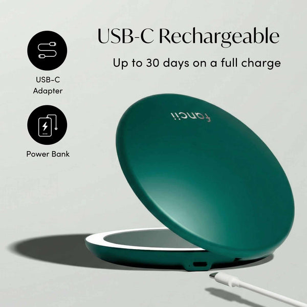 Fancii Taylor Travel Makeup Mirror with lights and 10x magnifying mirror EMERALD ENVY