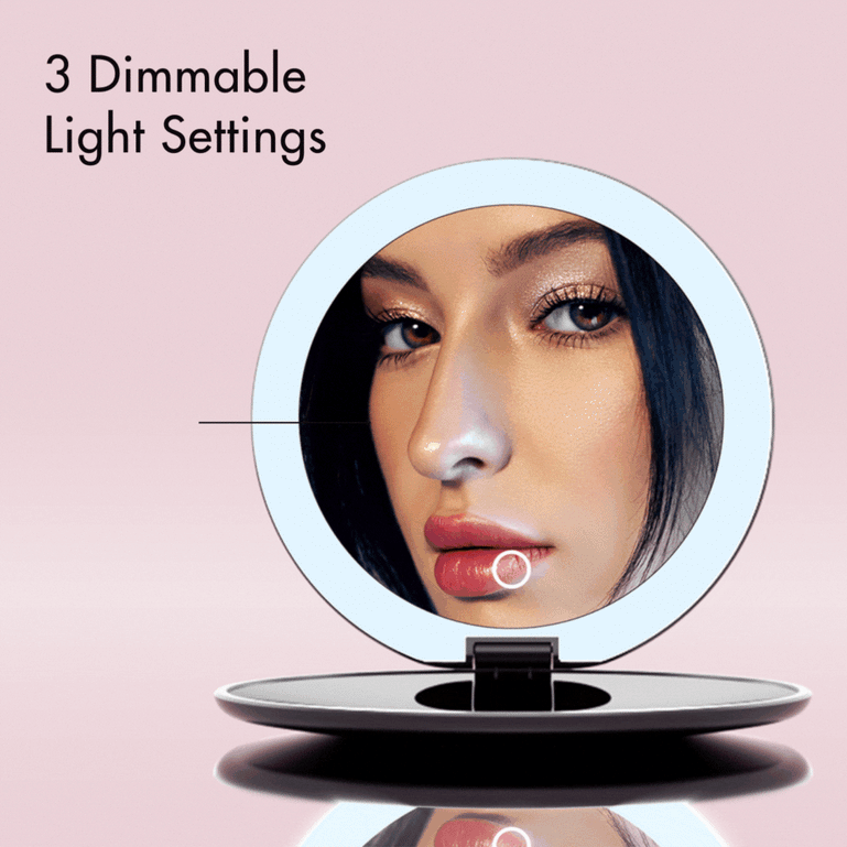 Taylor compact mirror by Fancii and Co with 3 dimmable LED lights CHARCOAL CHIC