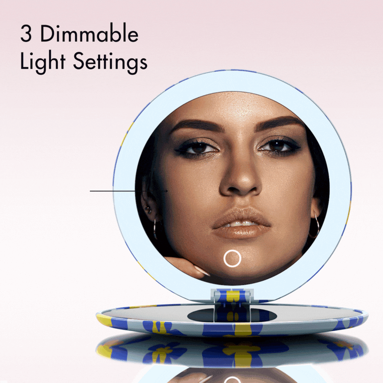 Taylor compact mirror by Fancii and Co with 3 dimmable LED lights FLOWER POWER