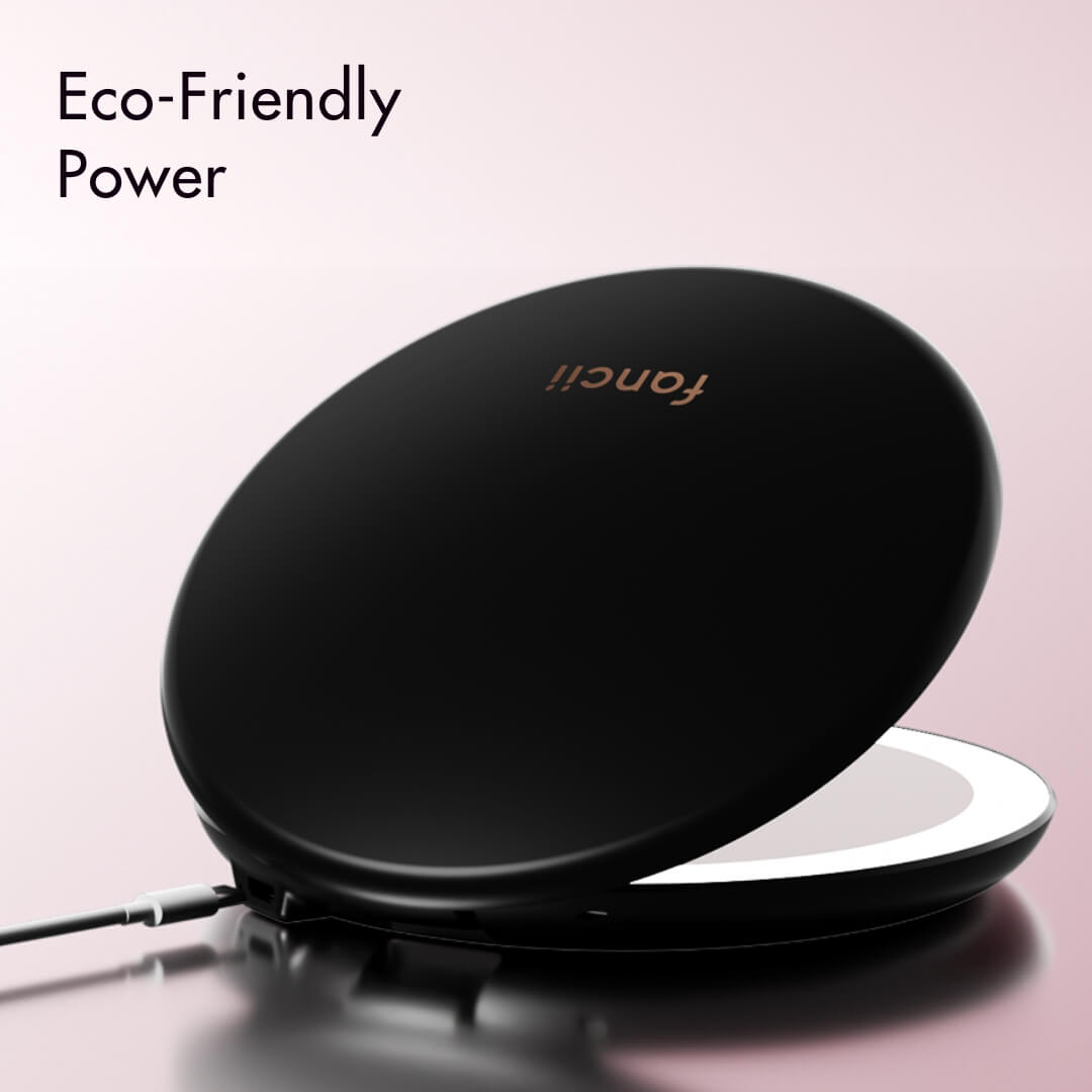 Taylor Compact Mirror by Fancii and Co with rechargeable power CHARCOAL CHIC