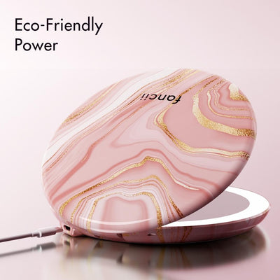 Taylor Lighted Compact by Fancii & Co. Eco Friendly Power in Weekender Marble Rosé