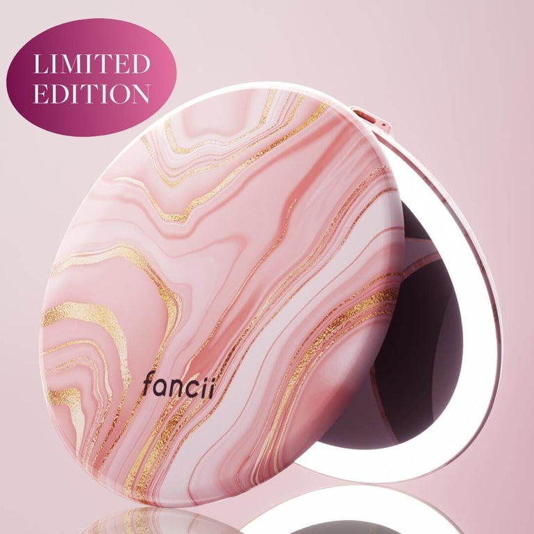 Taylor Lighed Compact by Fancii & Co. in Marble Rosé Pink Marble Rosé Black