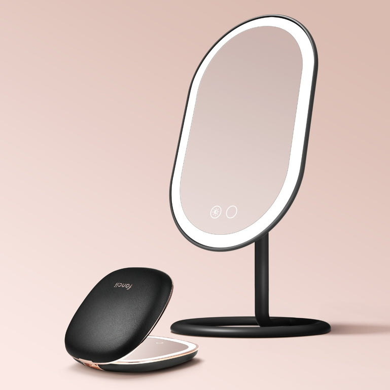 Fancii Vera LED Lighted Vanity and Compact Makeup Mirror Black Midnight Majesty