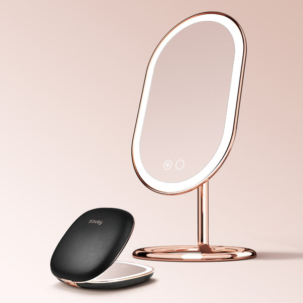 Fancii Vera LED Lighted Vanity and Compact Makeup Mirror Rose Gold Midnight Majesty