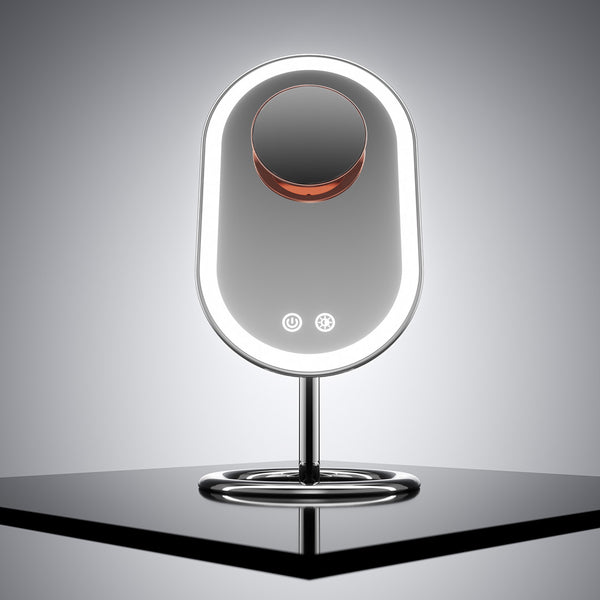 Fancii Vera LED Lighted Vanity Makeup Mirror & Lara 10X Magnifying Mirror in Chrome Rose Gold 