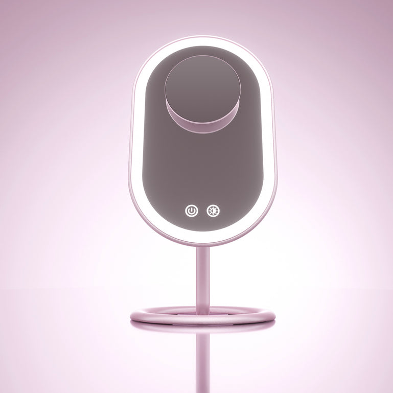 Fancii Vera LED Lighted Vanity Makeup Mirror & Lara 10X Magnifying Mirror in Pink Pink