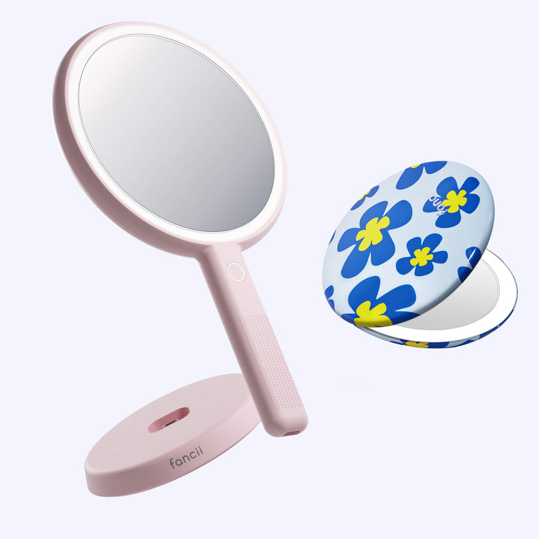 Cami mirror hand held and Taylor compact mirror by Fancii and Co_ Flower Power Strawberry Cream