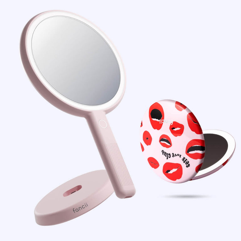 Cami mirror hand held and Taylor compact mirror by Fancii and Co_ Hot Lips Strawberry Cream