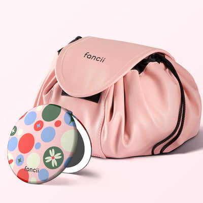 Demi Drawstring Bag and Taylor Lighted Compact by Fancii & Co.  Merry Magic Pink