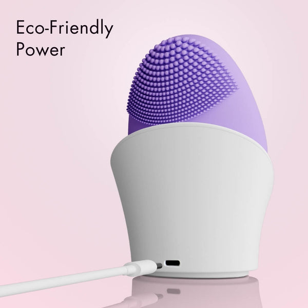 Daily essentials Isla sonic facial cleansing brush and Remi facial massager tool by Fancii and Co Eco-friendly power Lavender Pink Black Onyx