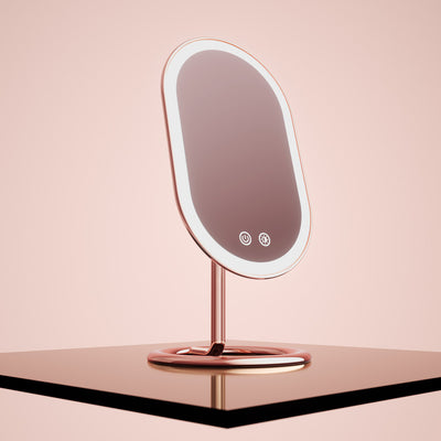 Fancii Vera lighted led vanity makeup mirror with stand Rose Gold