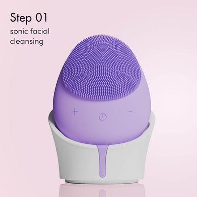 Fancii Royal Ritual best selling skincare routine with the isla sonic facial cleanser, rivo facial steamer, clara microdermabrasion tool and remi facial massager Pink