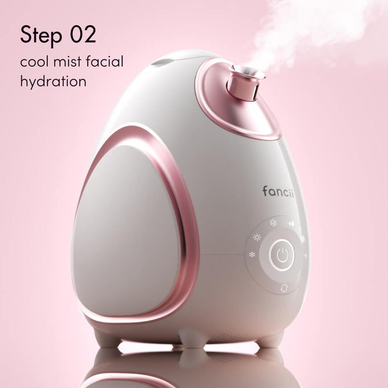 Fancii Royal Ritual best selling skincare routine with the isla sonic facial cleanser, rivo facial steamer, clara microdermabrasion tool and remi facial massager Pink