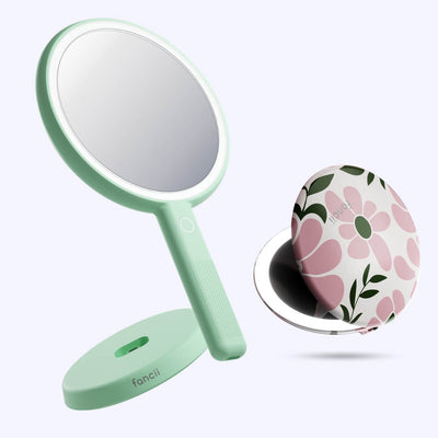 Cami mirror hand held and Taylor compact mirror by Fancii and Co_  Blush Blooms Pistachio
